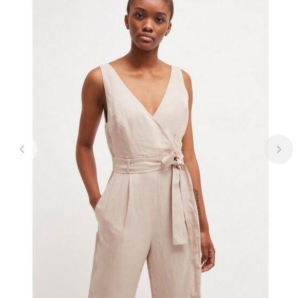 🌸 SOLD - French Connection Linen Blend Jumpsuit Size M - Picture 3 of 10